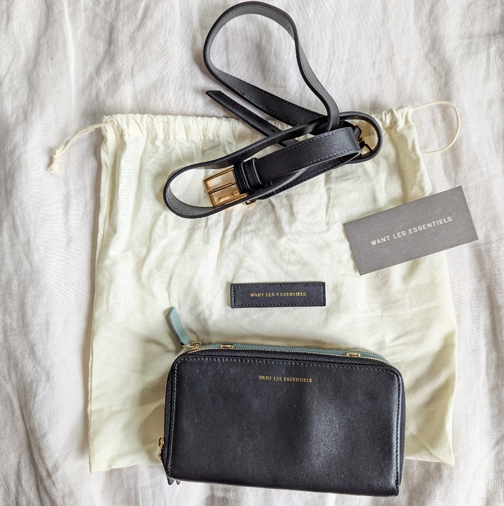 NEW WANT Les Essentiels Petra Leather Crossbody Wallet and Belt bag